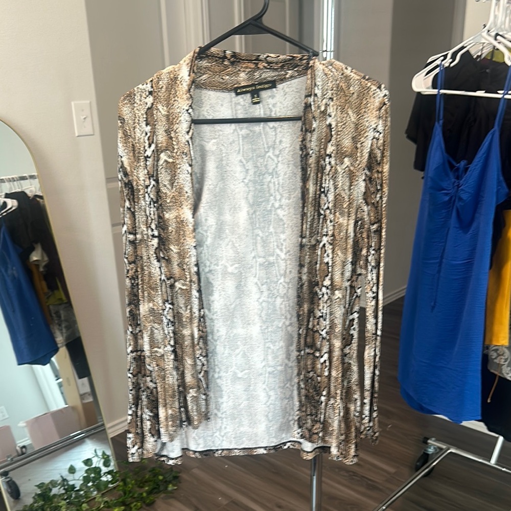 Snakeskin Print Open Cardigan